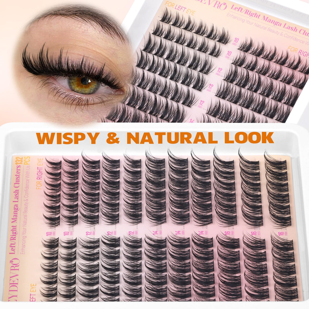 EYDEVRO Manga Lash Clusters Kit professional tools for salon-like results at home