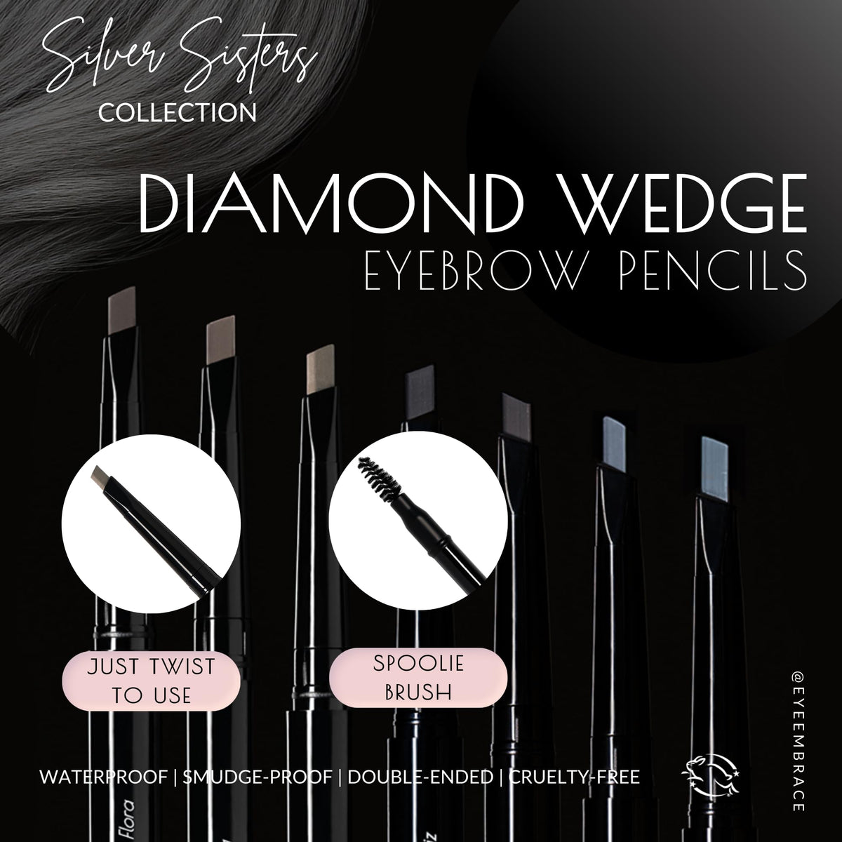 Eye Embrace Liz double-ended pencil with spoolie for blending brows
