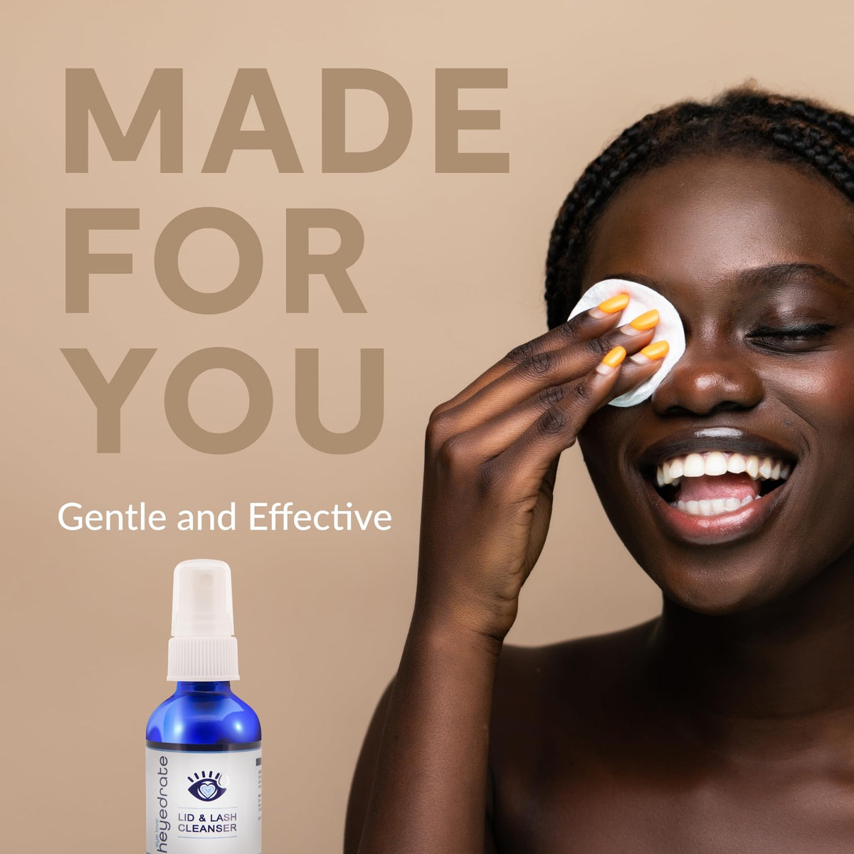 Eye Love bottle highlights alcohol-free and fragrance-free formula.