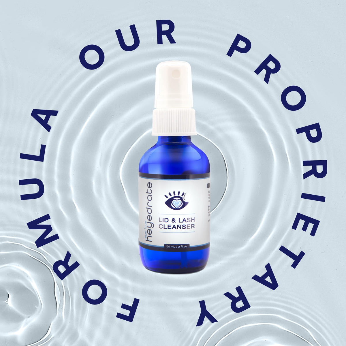 Close-up of Eye Love cleanser with HOCl ingredients.