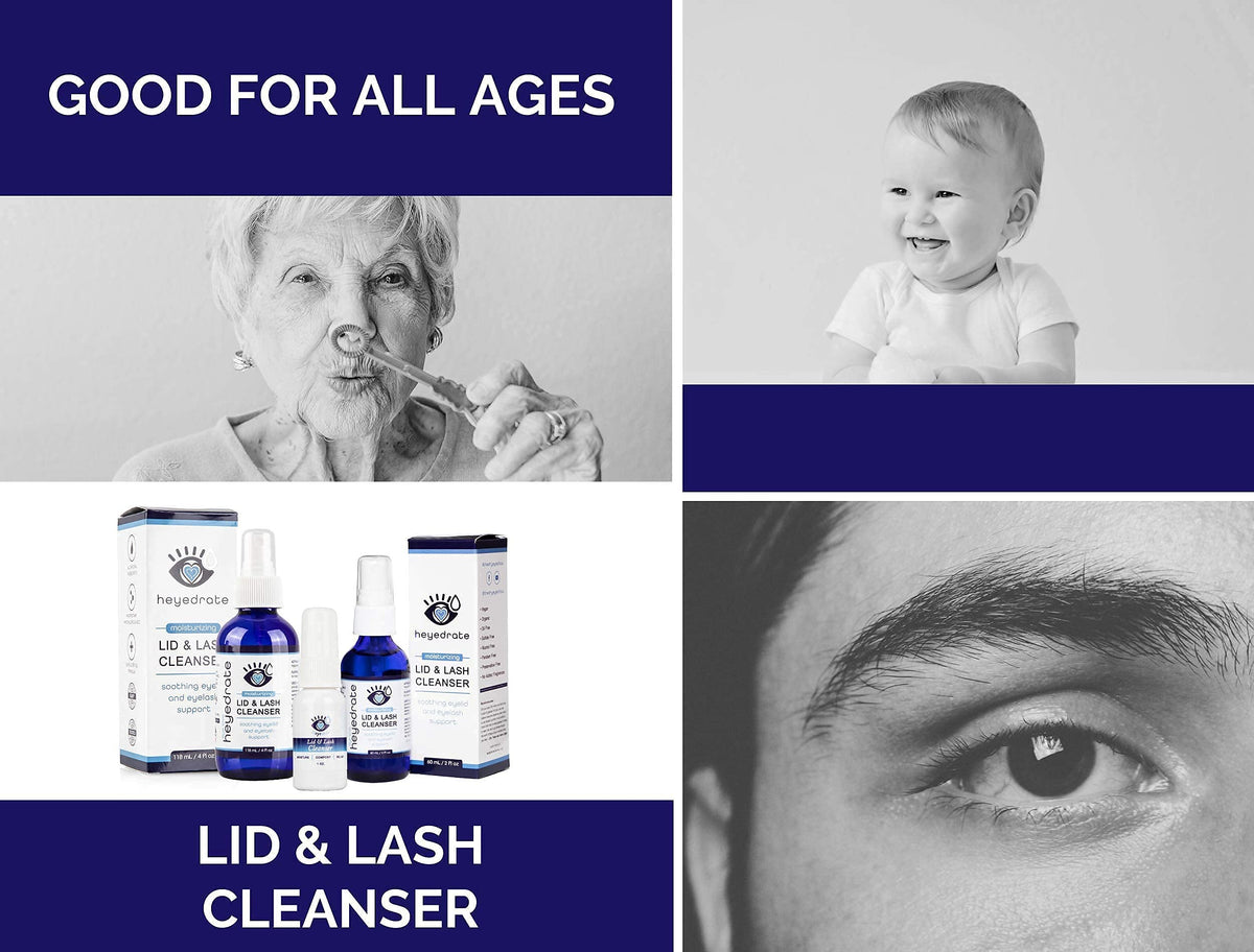 Instruction sheet next to Eye Love cleanser showing simple steps.