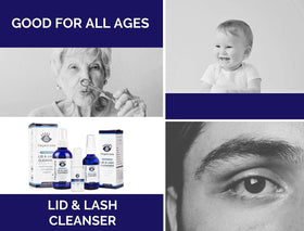 Instruction sheet next to Eye Love cleanser showing simple steps.