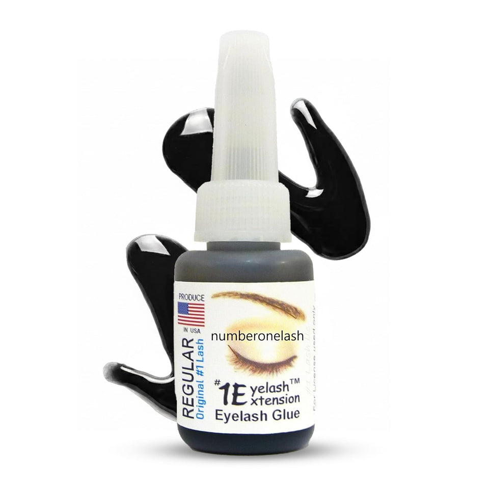 #1 Eyelash Extension bottle closeup showing professional-grade glue for reliable lash adhesion.