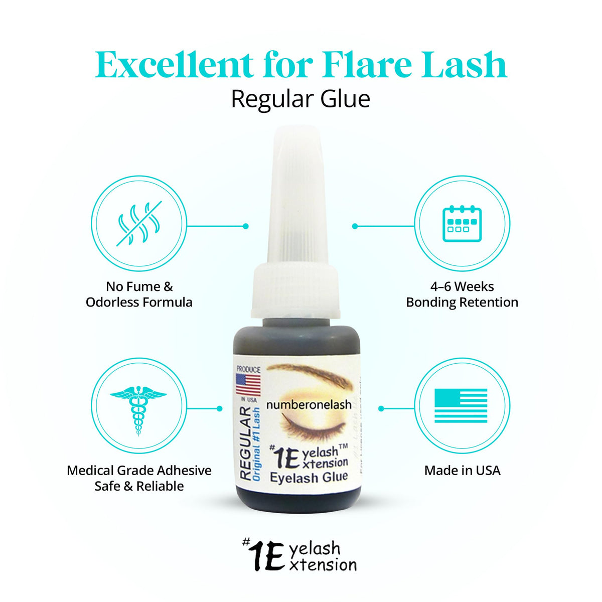 #1 Eyelash Extension bottle pour illustrating fast-drying formula for precise placement.