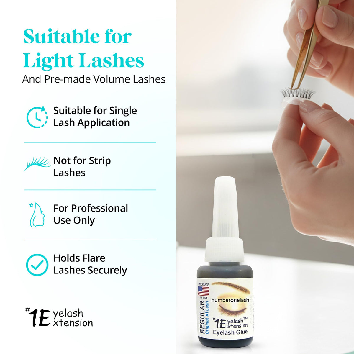 #1 Eyelash Extension packaging display emphasizes licensed professional quality for salons.