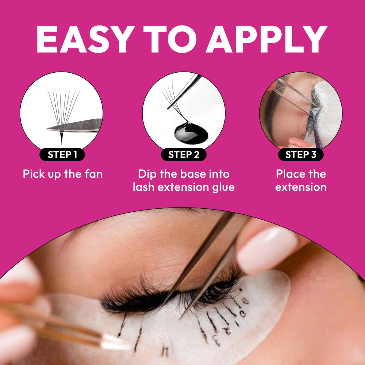 Eyesy Lash 500 promade fans 0.07D diameter offers lightweight comfortable wear.
