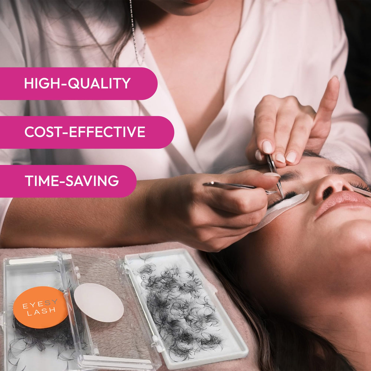Eyesy Lash promade fans with pointy base for precise pickup and adhesion