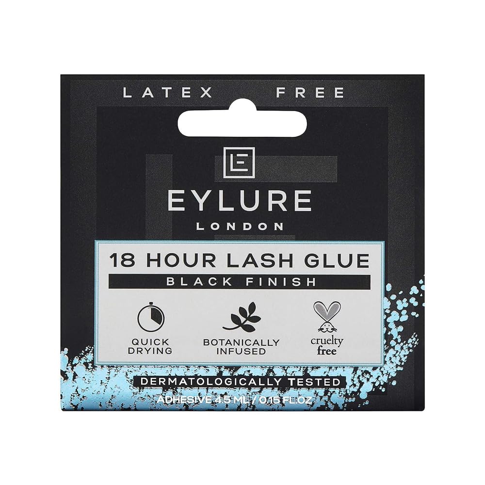 Eylure 18 Hour Lash Glue Black provides latex-free, long-lasting lash adhesion for all-day wear