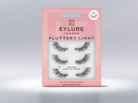 Eylure Fluttery Light 008 latex-free glue included for reliable all-day wear.