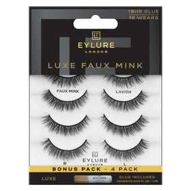 Eylure Luxe Faux Mink lashes close-up showing natural lift for daily glamour.