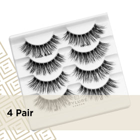 Eylure Luxe Faux Mink Regal pack-front showing four pairs and bonus lash