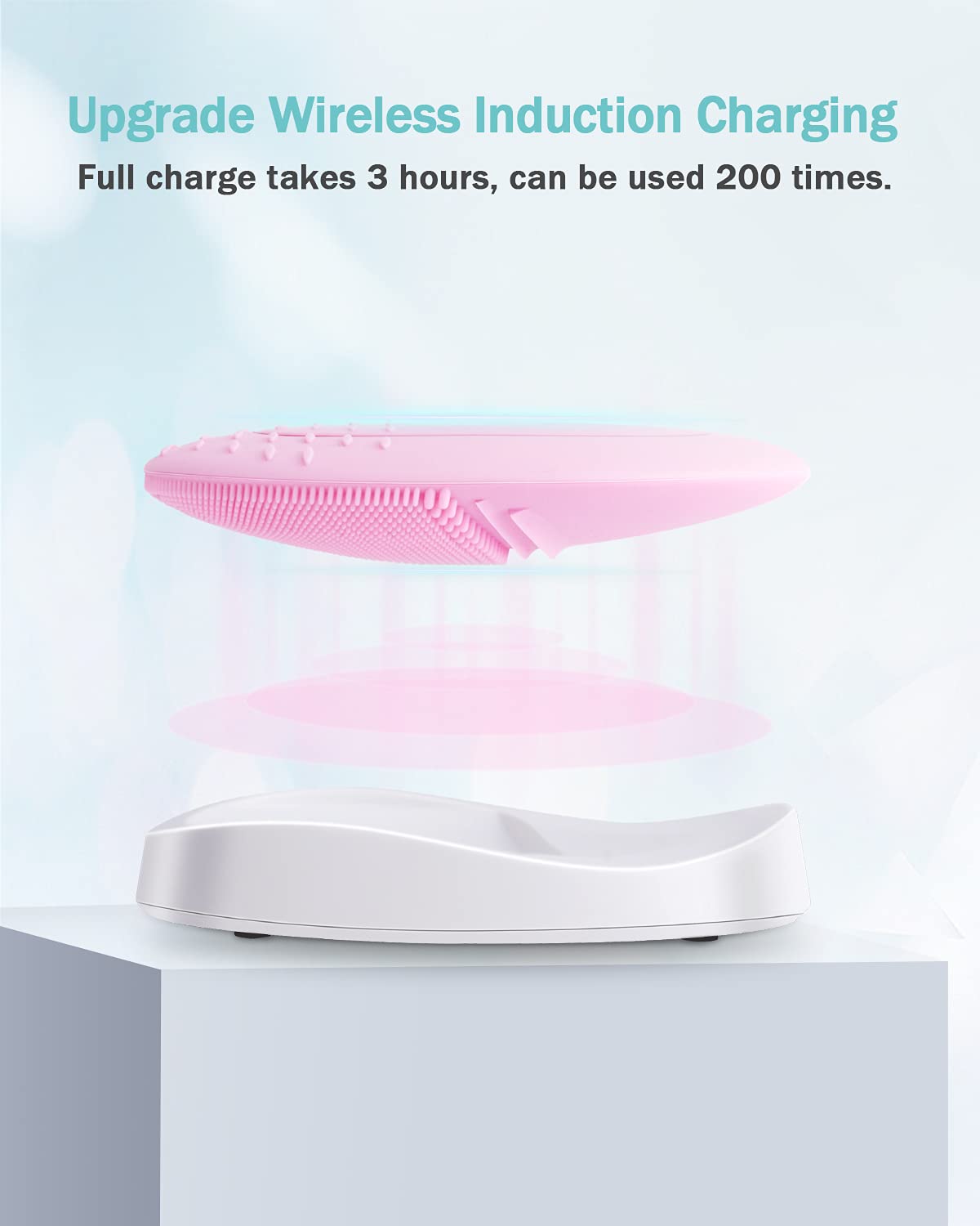 EZBASICS pink cleansing brush with inductive charging for easy power