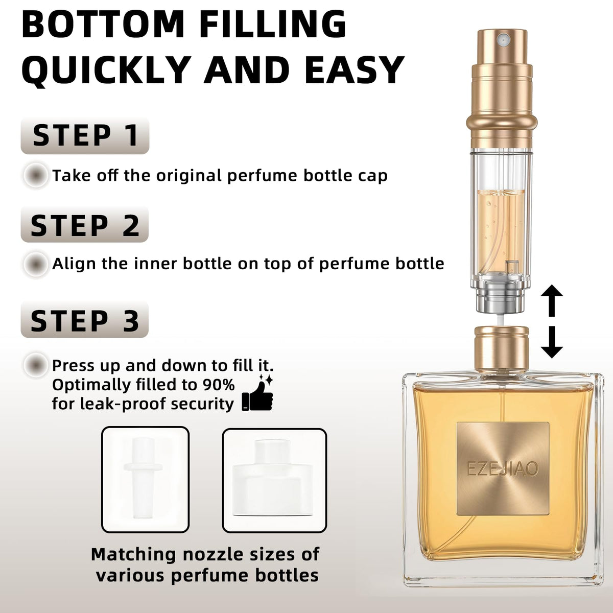 EZEJIAO 3-second refill with adapters enables quick and clean fragrance refresh.
