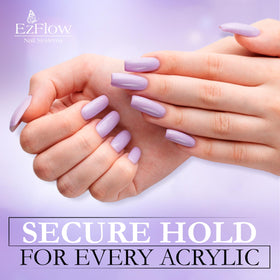 EzFlow Q Monomer application close-up demonstrates smooth acrylic nails