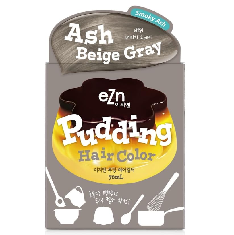 eZn Pudding Hair Dye Ash Beige Gray application for even root-to-tip coverage at home