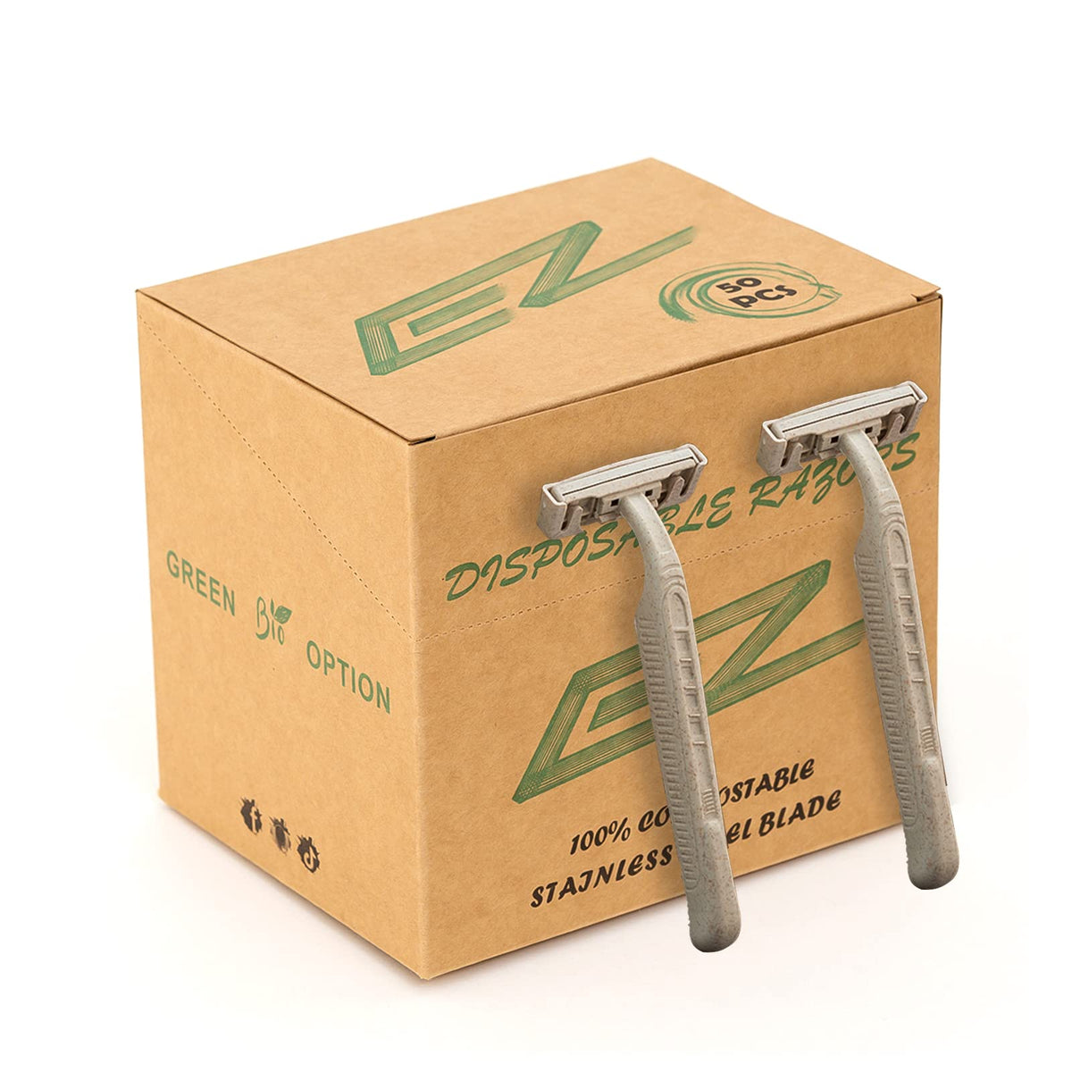EZTAT2 EZ Disposable Razor close up with three blades for a precise shave