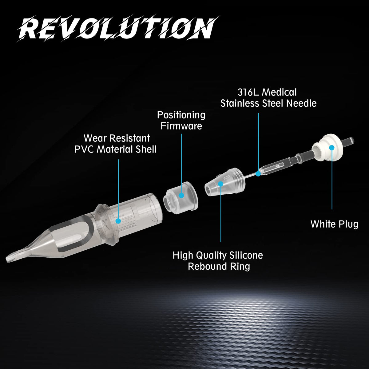 EZTAT2 light-clear tip body improves visibility while tattooing.