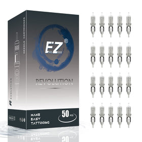 EZTAT2 tattoo cartridge needles in a 50-piece pack for versatile professional use.