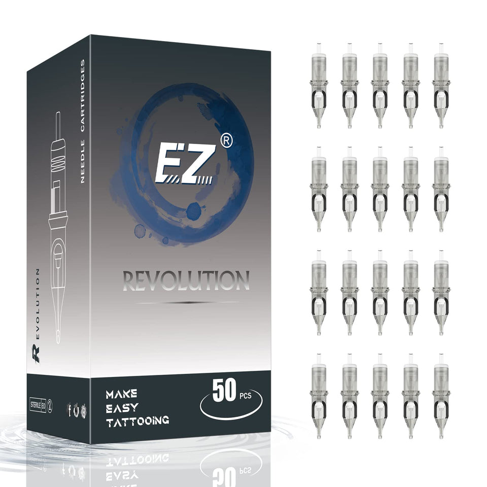 EZTAT2 tattoo cartridge needles in a 50-piece pack for versatile professional use.