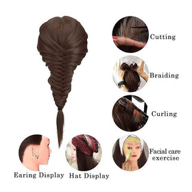 FABA hair mannequin head brown 26-28 inches for braiding and cutting.