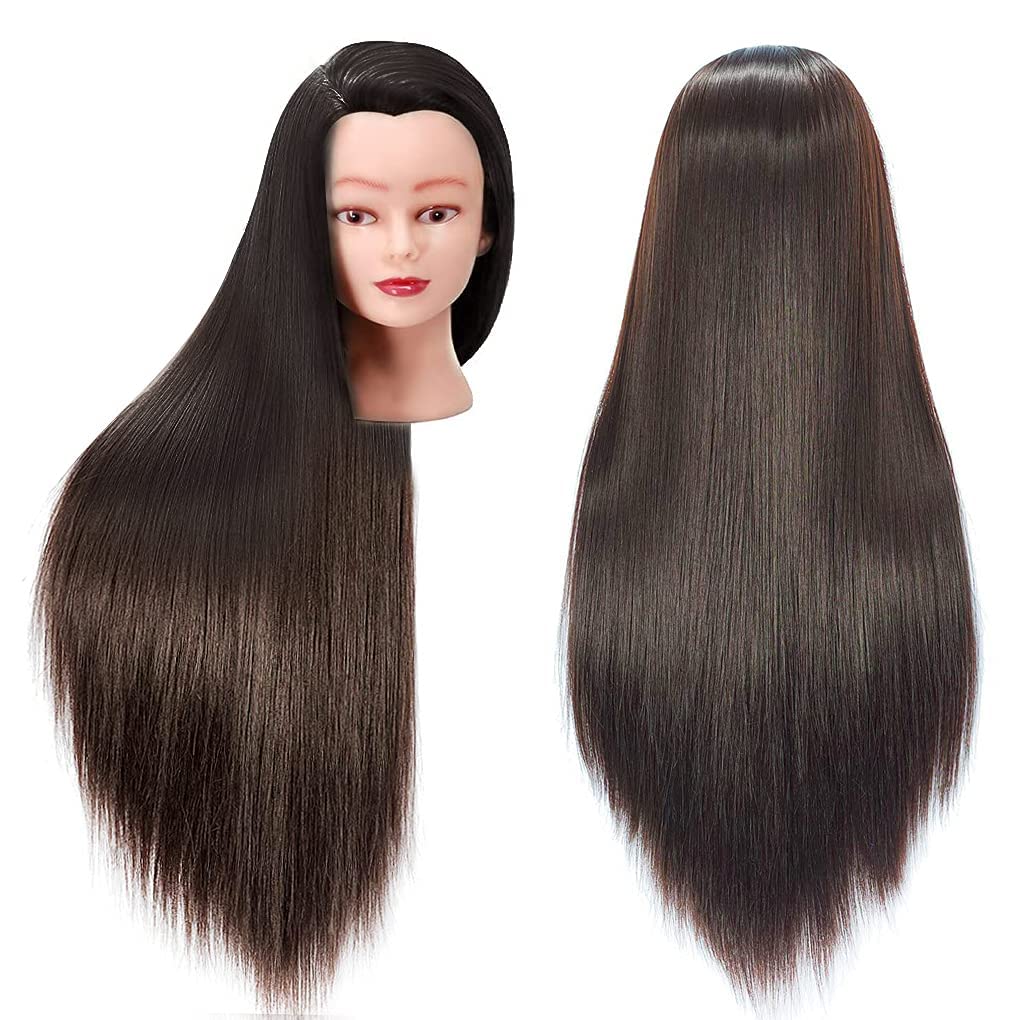 FABA mannequin head with brown hair for training and practice hairstyles.