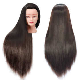 FABA mannequin head with brown hair for training and practice hairstyles.
