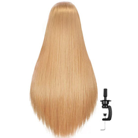 FABA blonde mannequin head hair being brushed for smoother styling