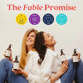 Fable & Mane premium packaging display for hair care.