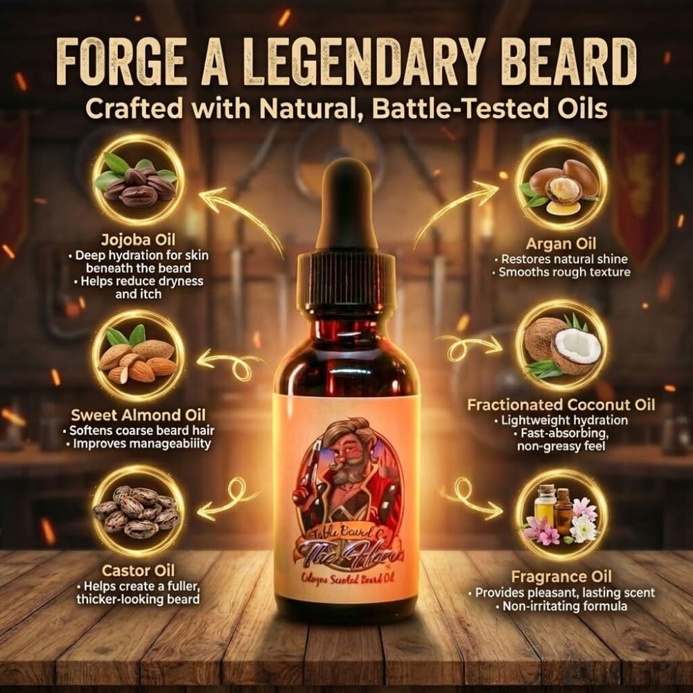Fable Beard Co Mystical amber essence provides a cozy, inviting finish for beards