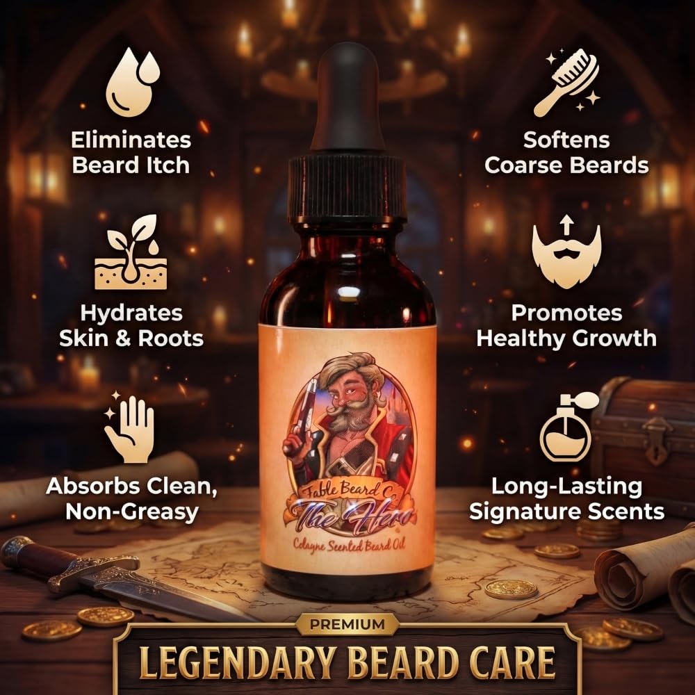 Fable Beard Co Sweet almond oil seals and protects against itch
