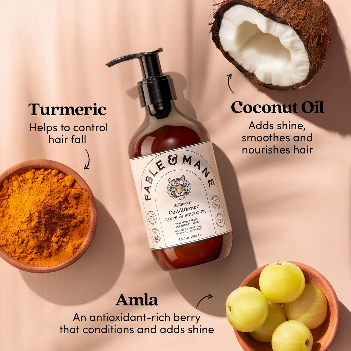 After-wash shine on hair using Fable & Mane Hydrating Conditioner.