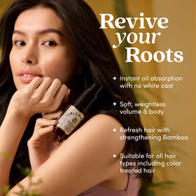 Textured tapioca and arrowroot blend absorbing oil in Root Refresh.