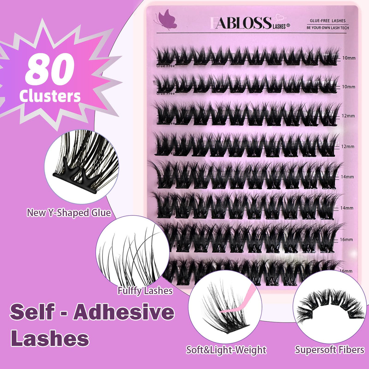 Fablosslashes pre-glued root adhesive strip for fast, mess-free lash application