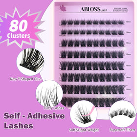 Fablosslashes preglued root Y-shaped strip adheres smoothly for a clean look.