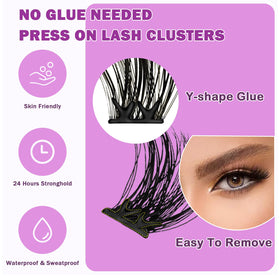 Fablosslashes wear-on-eye close-up of glueless lashes with secure fit