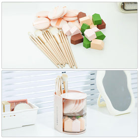 FABROK hair accessories and jewelry storage in pink on a desk.
