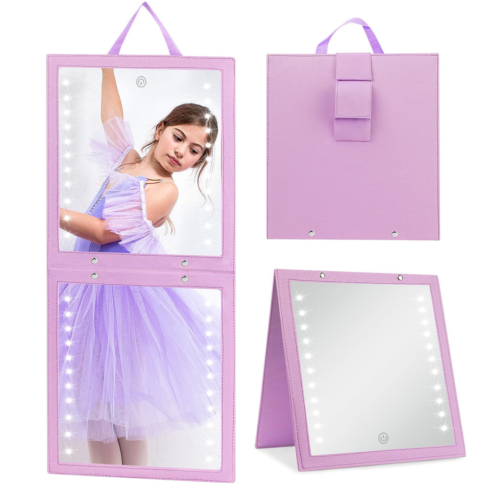 Fabuday lighted hanging mirror folded compact, ideal for on-the-go dancers.
