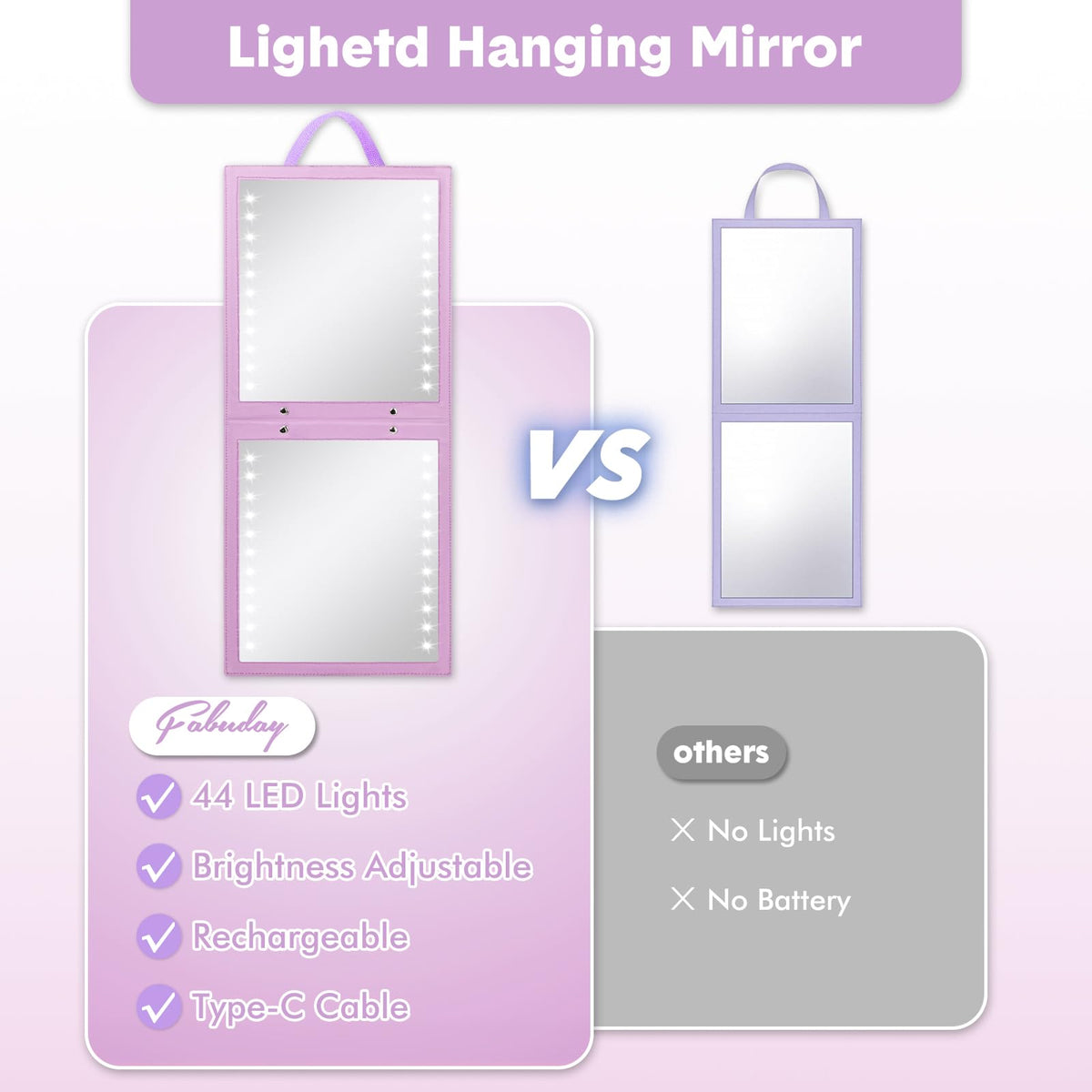 Fabuday LED brightness control helps tailor lighting for makeup and costume checks.