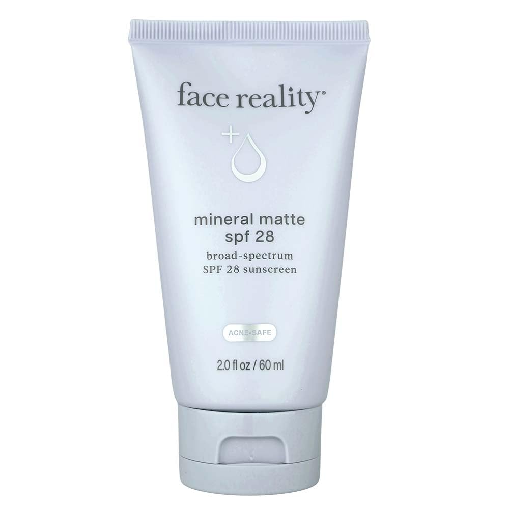 Face Reality Skincare Mineral Matte SPF28 with a matte finish for daily sun protection.