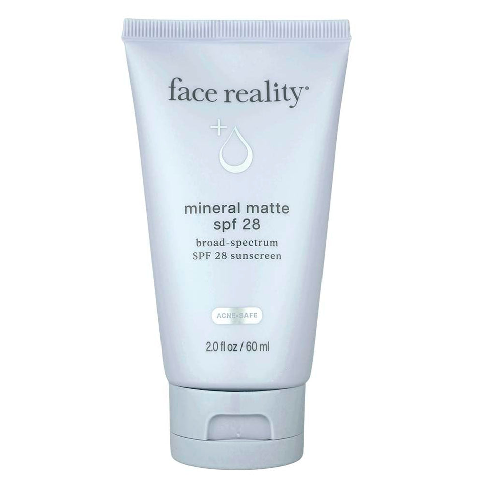 Face Reality Skincare Mineral Matte SPF28 with a matte finish for daily sun protection.