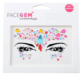 FaceGem London body gems add glitter and sparkle for bold party styling.