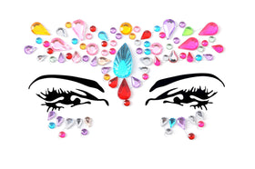 FACEGEM LONDON festival glitter tattoo stickers sparkle brightly under stage lights.