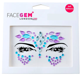 FaceGem London self-adhesive facial gems for quick, mess-free application.
