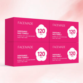 FACEMADE disposable face towels 3in1 7.9x7.9 inches for versatile cleansing and makeup removal.