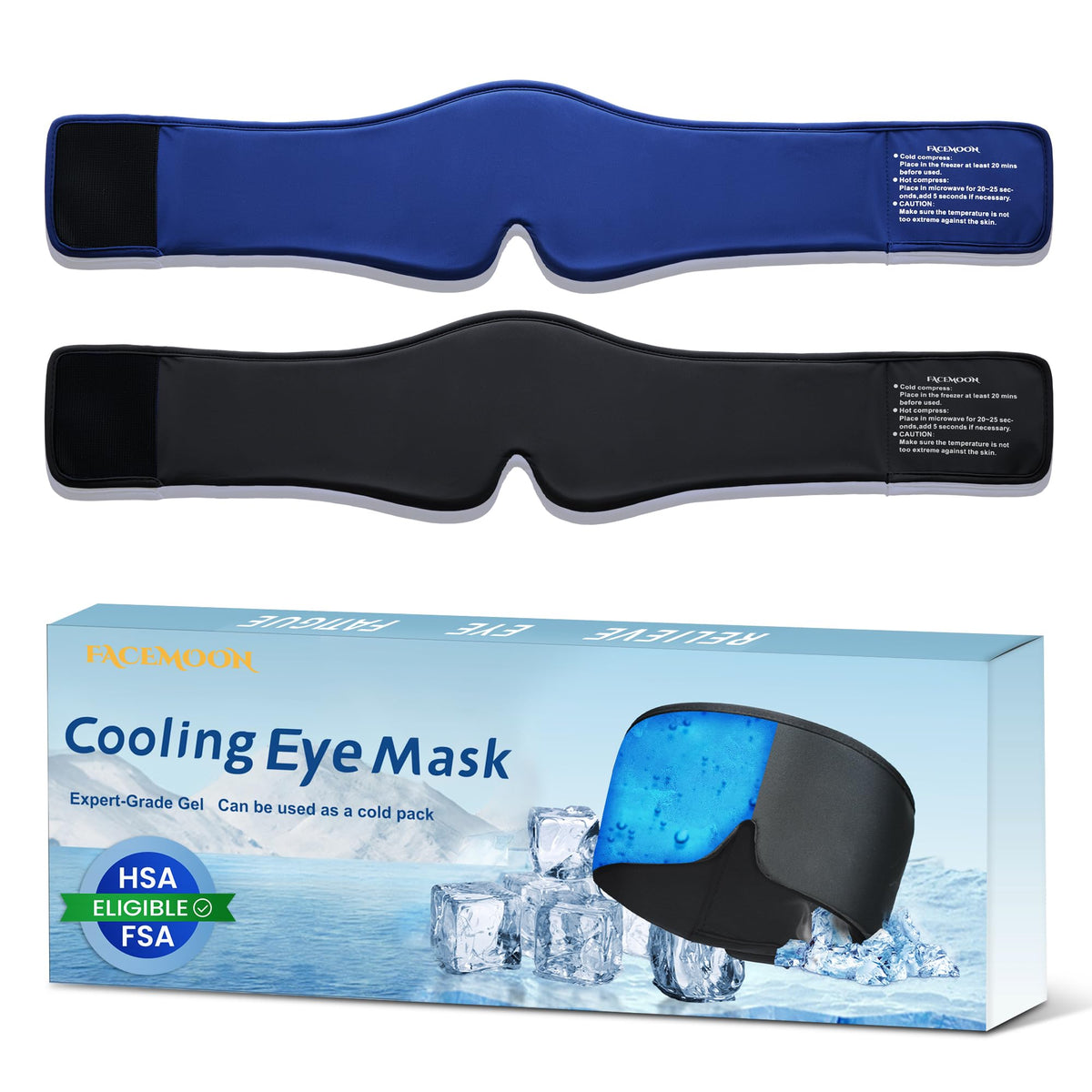 FACEMOON 2-pack cooling eye mask in packaging, ready to store and gift.