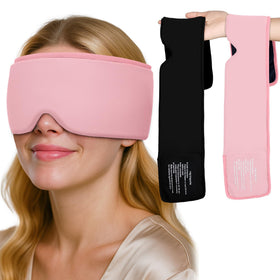 FACEMOON cooling eye mask 2-pack resting over eyes for soothing relief.