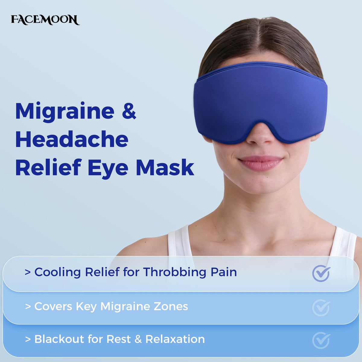 FACEMOON cooling gel eye mask stays flexible for comfortable cold therapy.