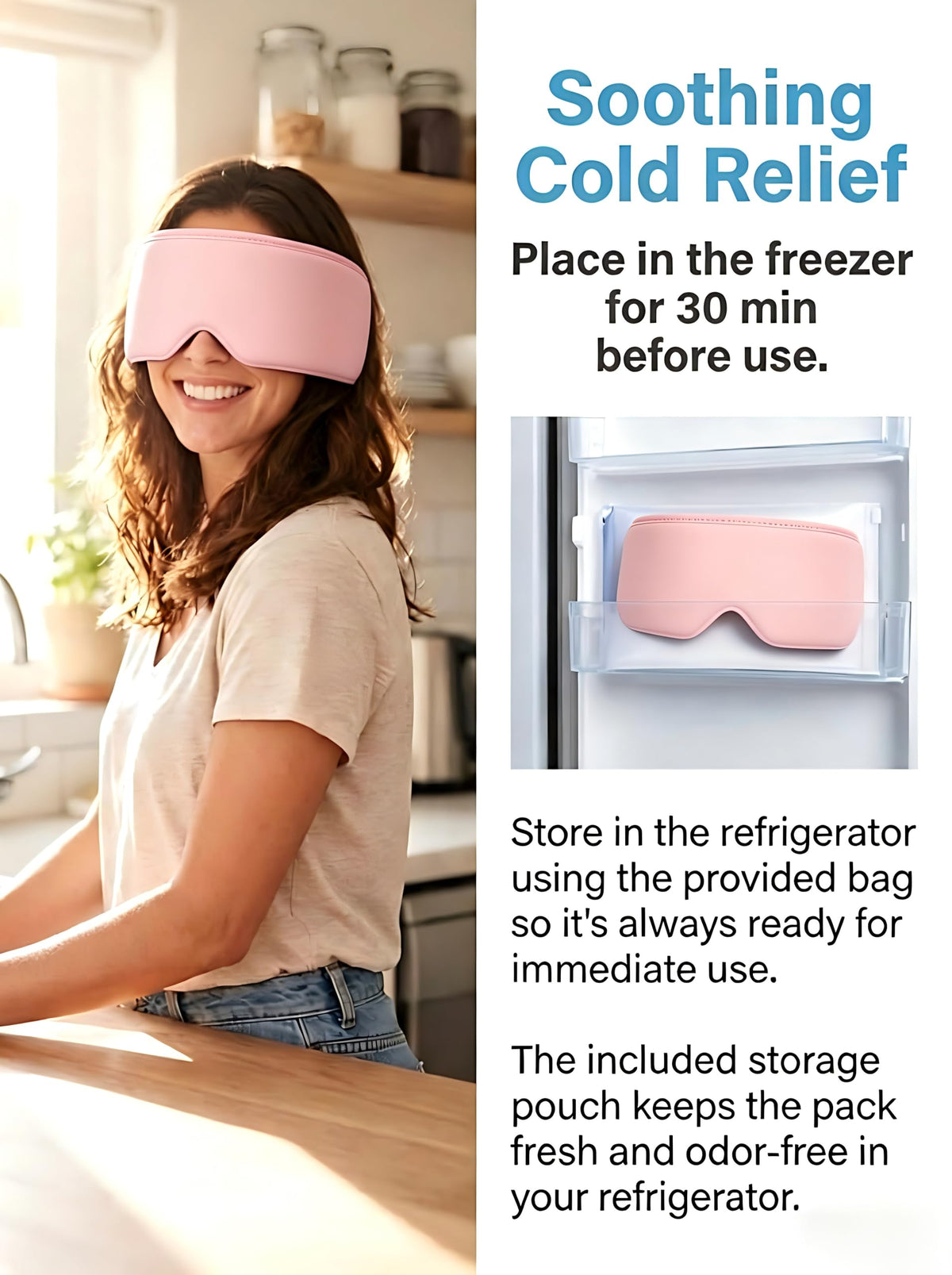 FACEMOON gel mask for noninvasive relief from eye strain and sinus discomfort.