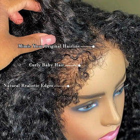 FACMOOD 4C Edges kinky curly wig baby hair detail for natural edge styling