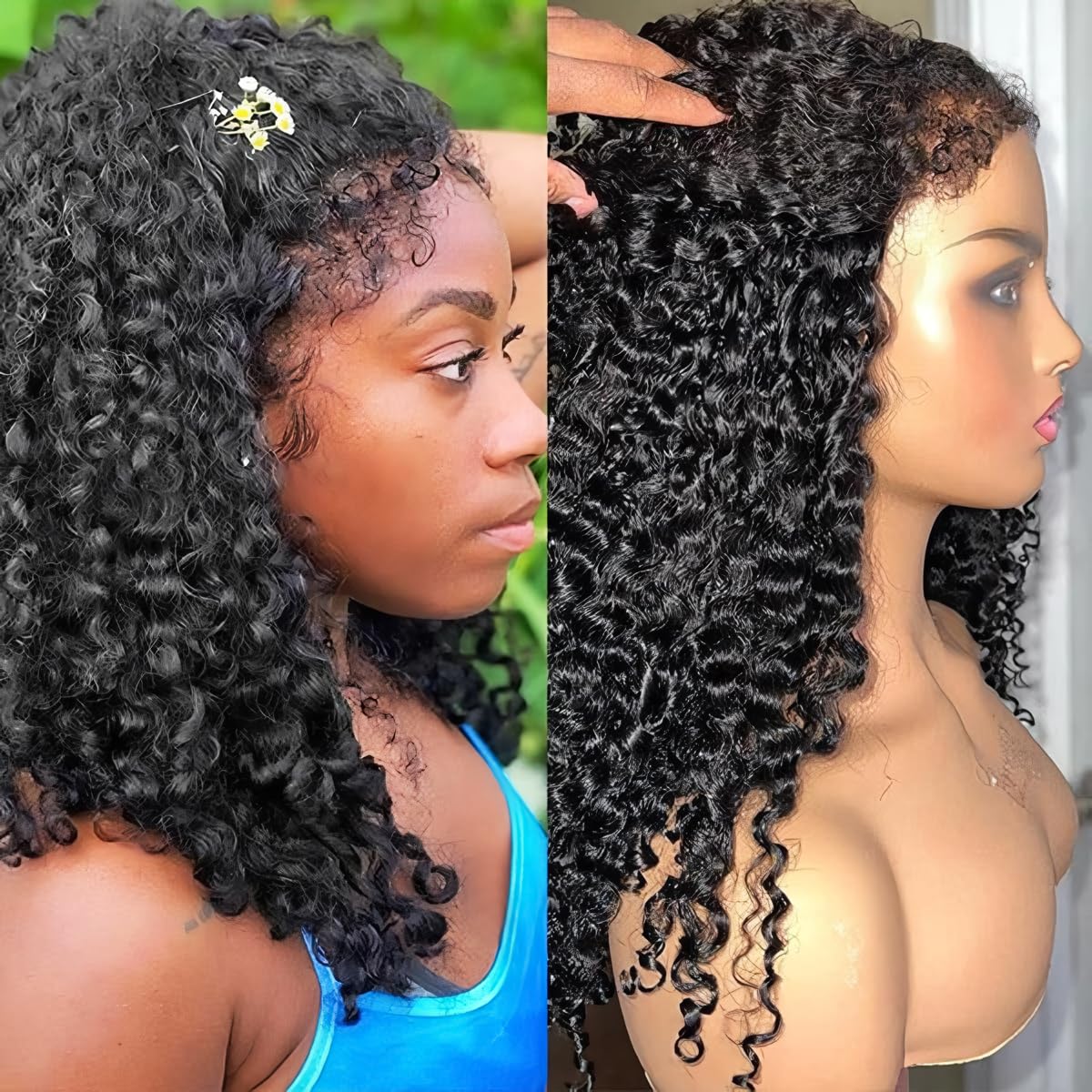 FACMOOD 4C Edges kinky curly wig cap construction for secure fit
